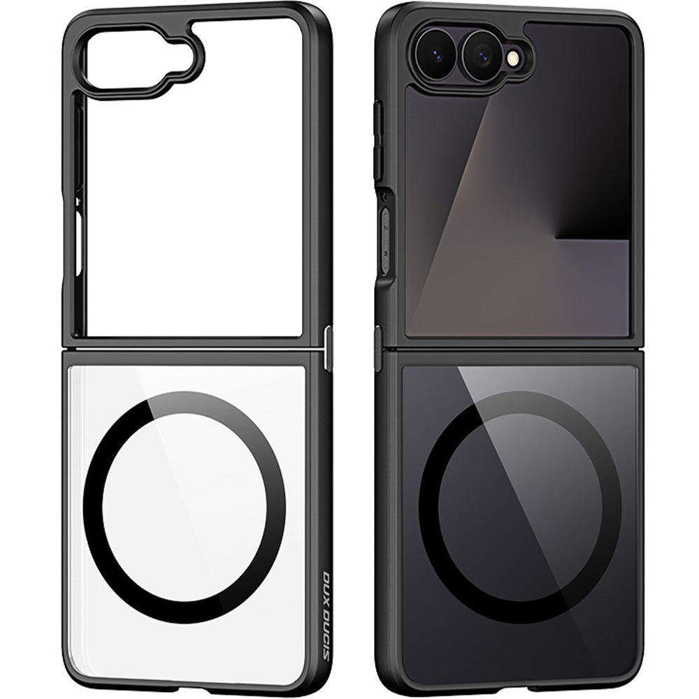Handyhülle für Galaxy Z Flip8, Dux Ducis Aimo Mag, Transparent mit Schwarzen Rahmen