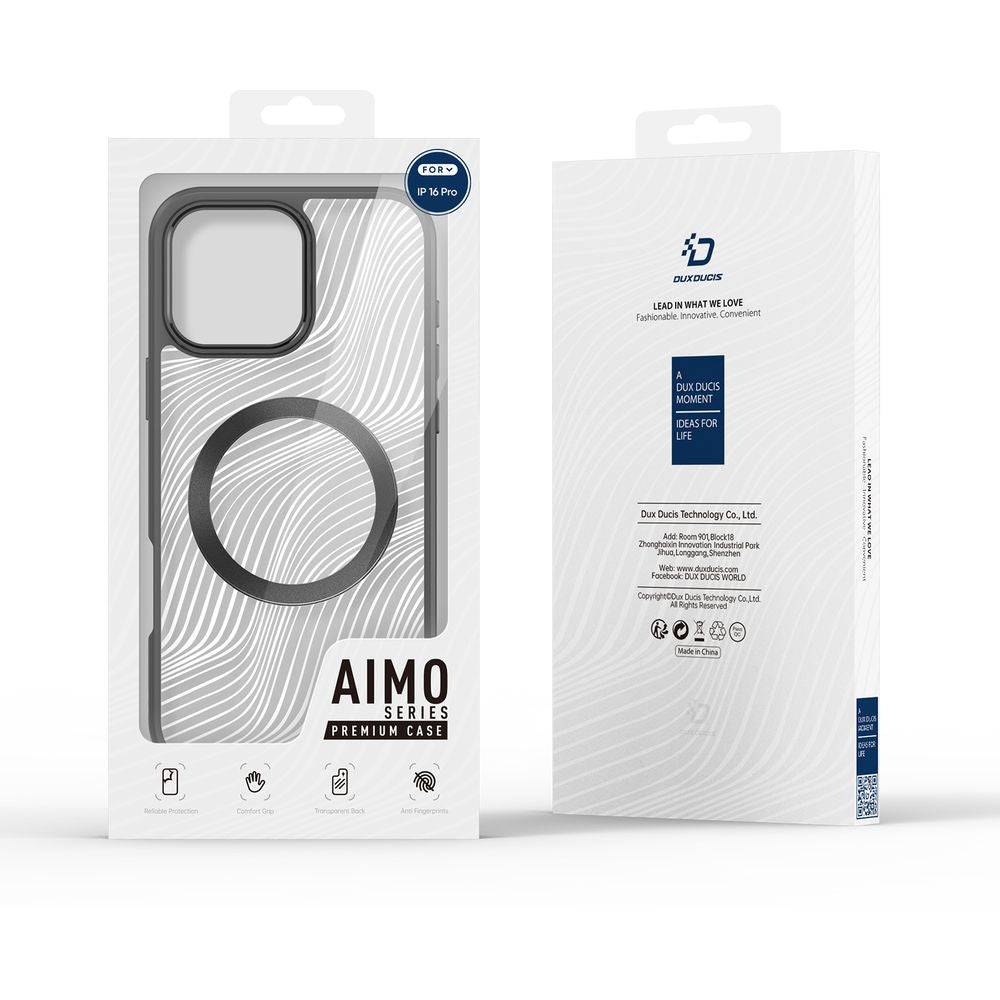 Schutzhülle für iPhone 16 Pro, Dux Ducis Aimo Mag, Schwarz und Transparent
