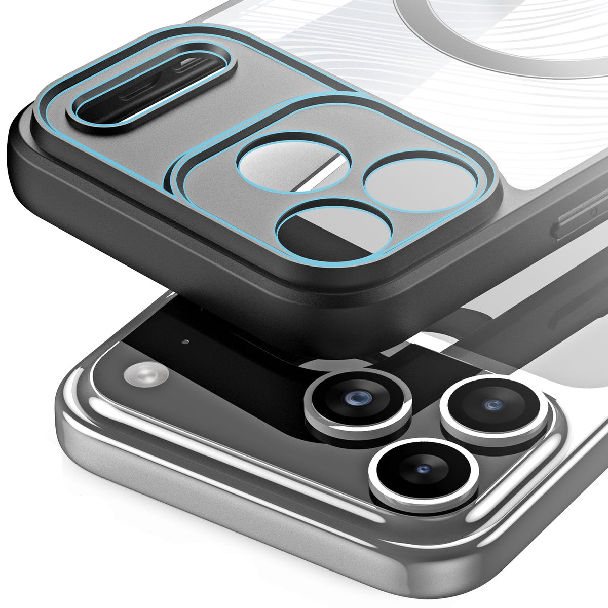 Handyhülle für iPhone 17 Pro, Dux Ducis Aimo Mag, Transparent mit schwarzen Rahmen
