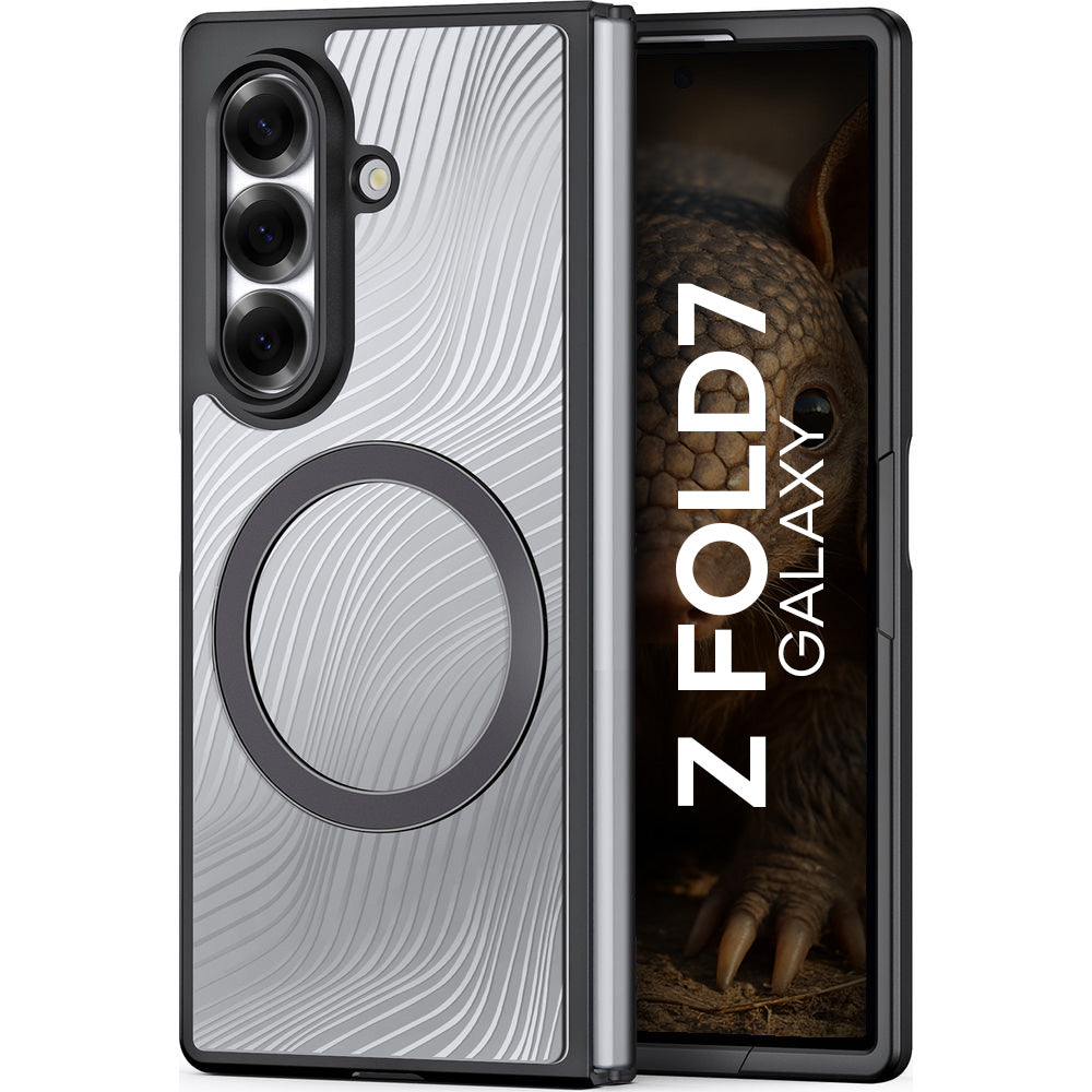 Handyhülle für Galaxy Z Fold7, Dux Ducis Aimo Mag mit MagSafe, Transparent und Schwarz