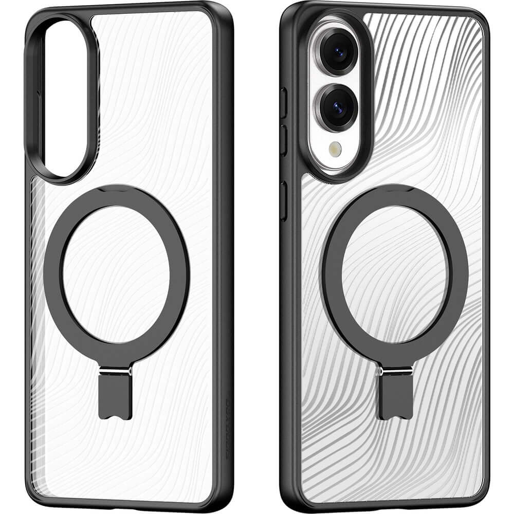Handyhülle für Galaxy S25 Edge, Dux Ducis Aimo Mag Magnetic Stand, Schwarz