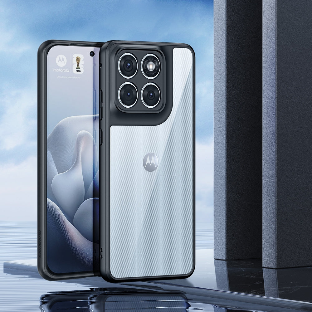 Handyhülle für Motorola Edge 70 Fusion, Dux Ducis Aimo, Transparent mit schwarzen Rahmen
