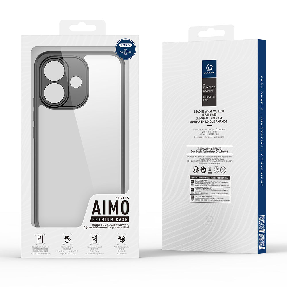 Handyhülle für Xiaomi Redmi Note 17 Pro 5G, Dux Ducis Aimo, Transparent mit schwarzen Rahmen