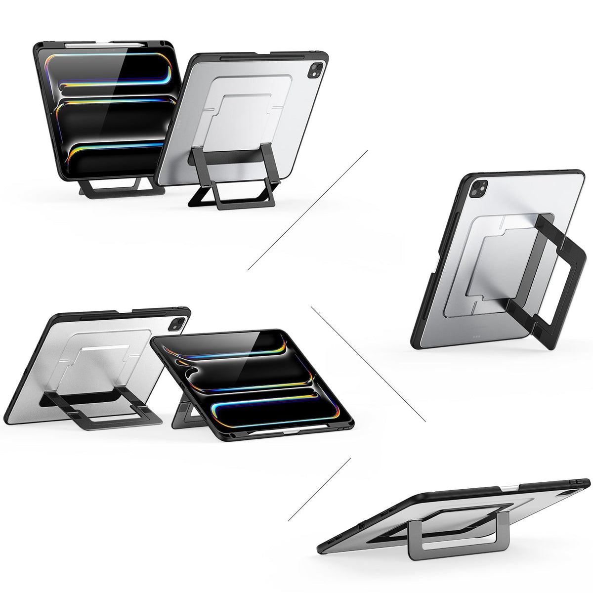 Schutzhülle mit Ständer für iPad Pro 11 M5 2025 / Pro 11" M4 2024, Dux Ducis Axis, Transparent-Schwarz