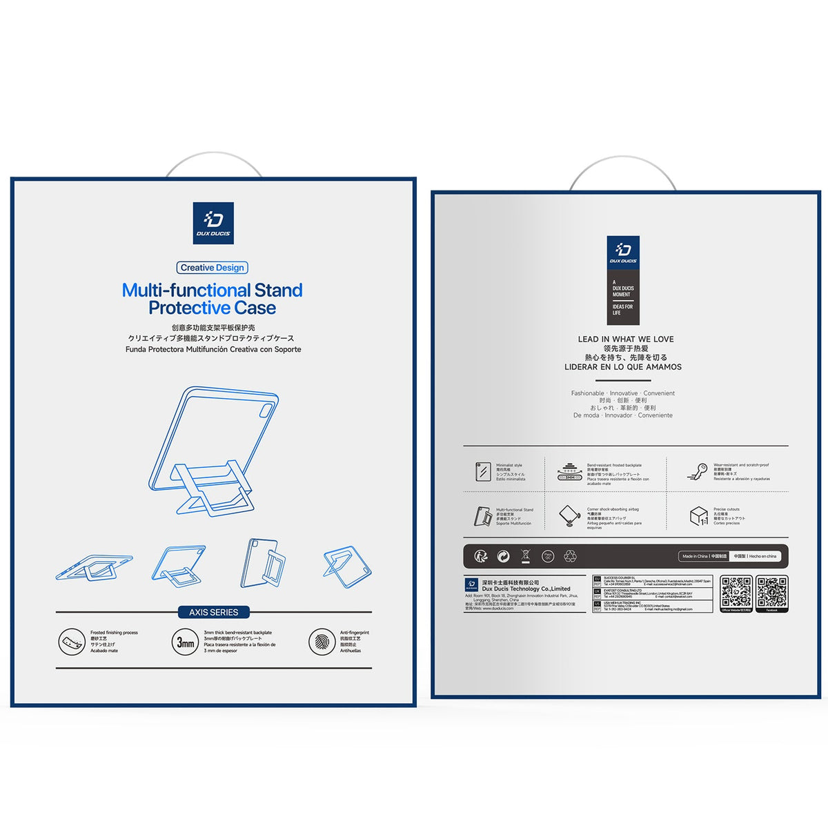 Schutzhülle mit Ständer für iPad Pro 11 M5 2025 / Pro 11" M4 2024, Dux Ducis Axis, Transparent-Schwarz