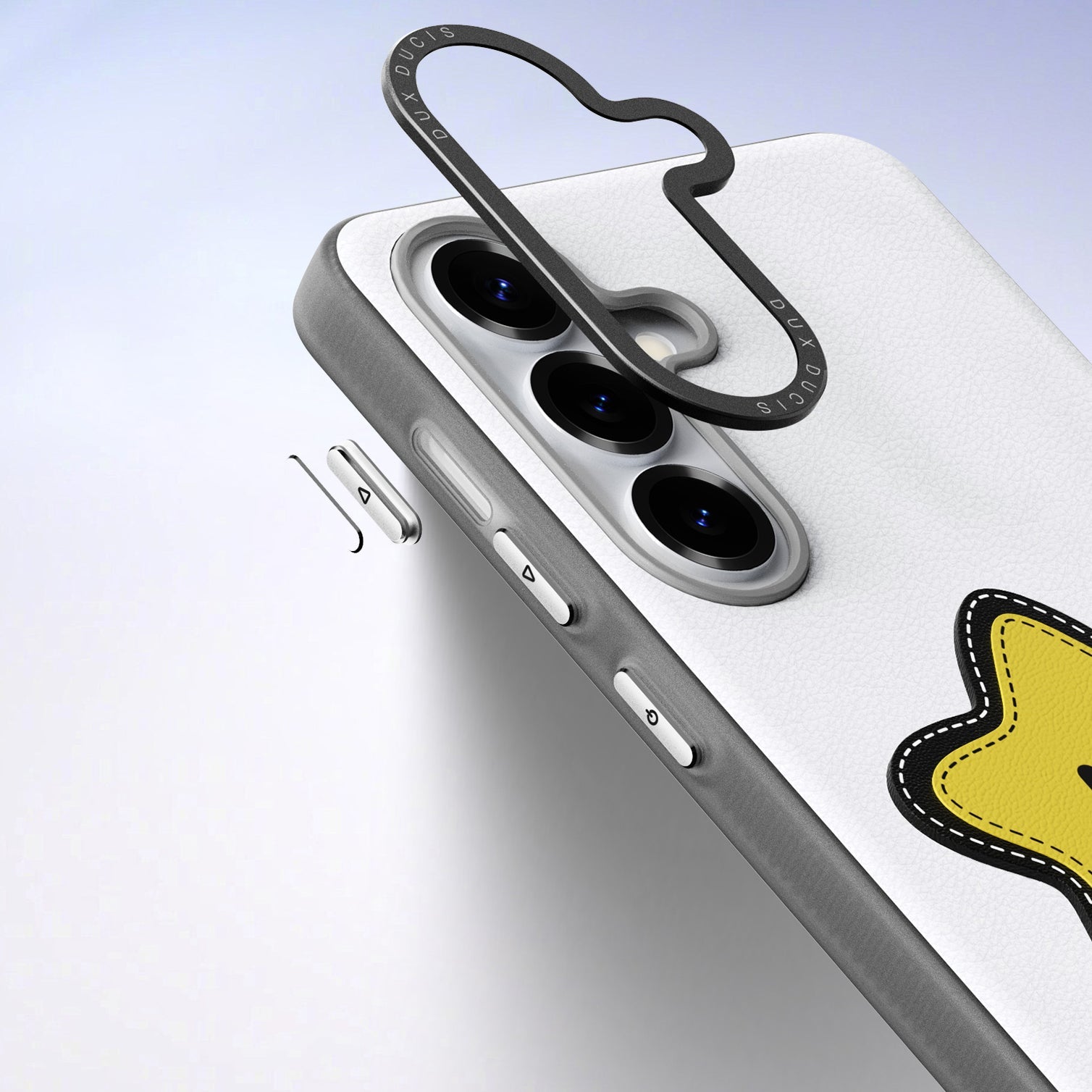 Handyhülle mit Trageband für Galaxy S26 Plus, Dux Ducis Luvy, Weiß mit gelbem Stern