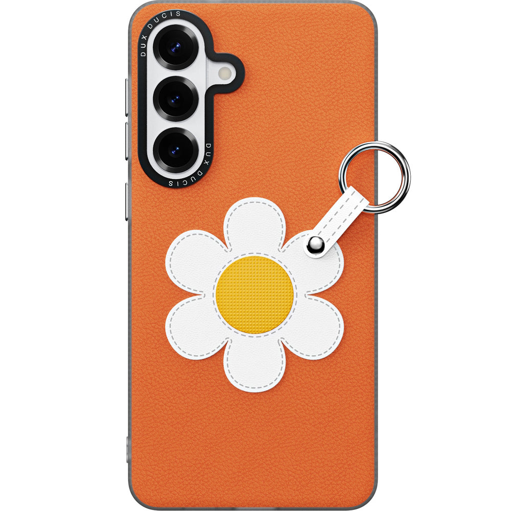 Handyhülle mit Trageband für Galaxy S26 Plus, Dux Ducis Luvy, Orange mit Gänseblümchen