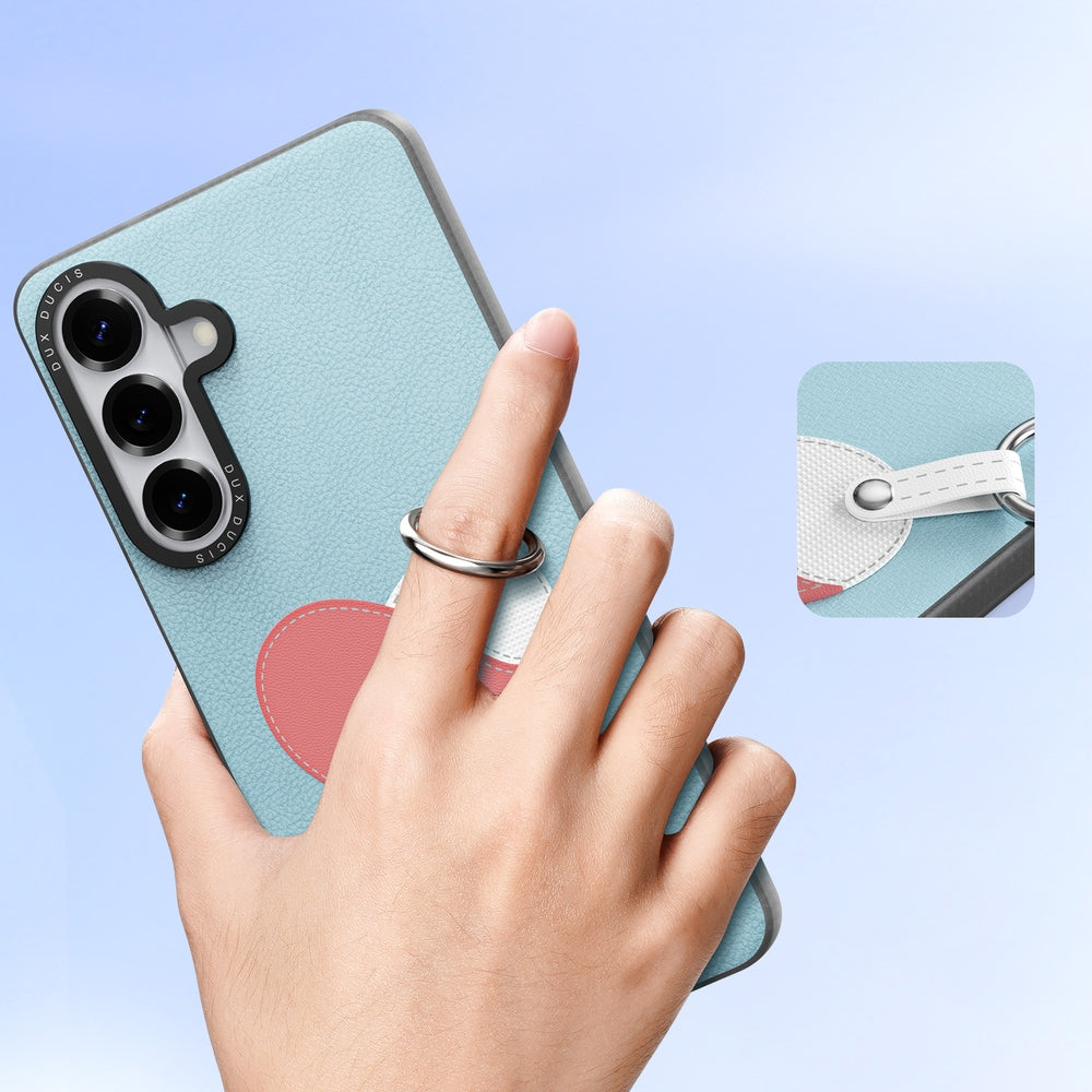 Handyhülle mit Trageband für Galaxy S26, Dux Ducis Luvy, Blau mit Rosa Herz