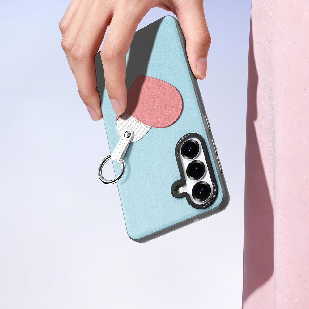 Handyhülle mit Trageband für Galaxy S26, Dux Ducis Luvy, Blau mit Rosa Herz