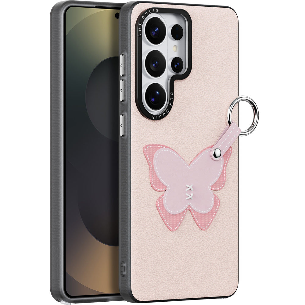 Handyhülle mit Trageband für Galaxy S26 Ultra, Dux Ducis Luvy, Rosa mit Schmetterling