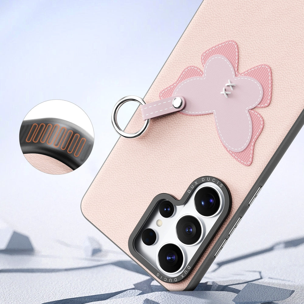 Handyhülle mit Trageband für Galaxy S26 Ultra, Dux Ducis Luvy, Rosa mit Schmetterling