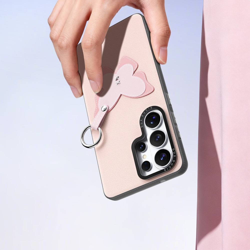 Handyhülle mit Trageband für Galaxy S26 Ultra, Dux Ducis Luvy, Rosa mit Schmetterling