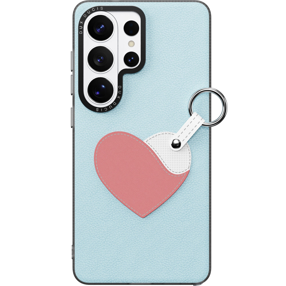 Handyhülle mit Trageband für Galaxy S26 Ultra, Dux Ducis Luvy, Blau mit Rosa Herz