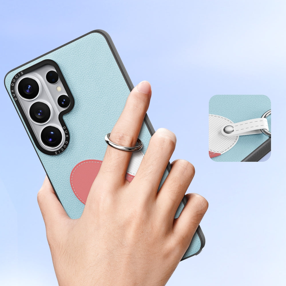 Handyhülle mit Trageband für Galaxy S26 Ultra, Dux Ducis Luvy, Blau mit Rosa Herz