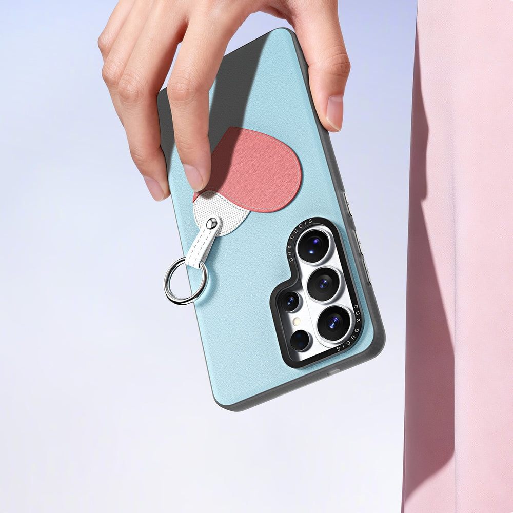 Handyhülle mit Trageband für Galaxy S26 Ultra, Dux Ducis Luvy, Blau mit Rosa Herz
