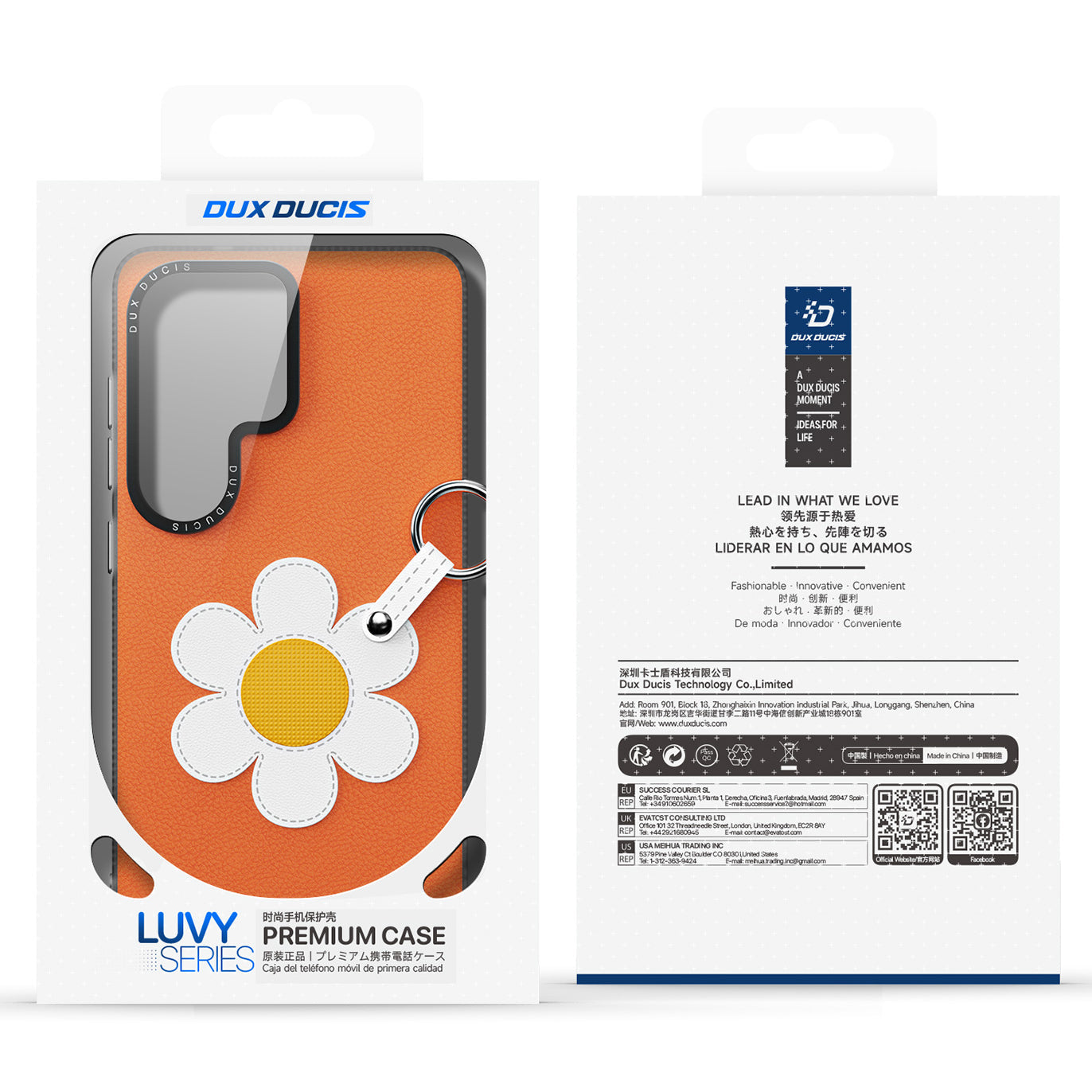 Handyhülle mit Trageband für Galaxy S26 Ultra, Dux Ducis Luvy, Orange mit Gänseblümchen