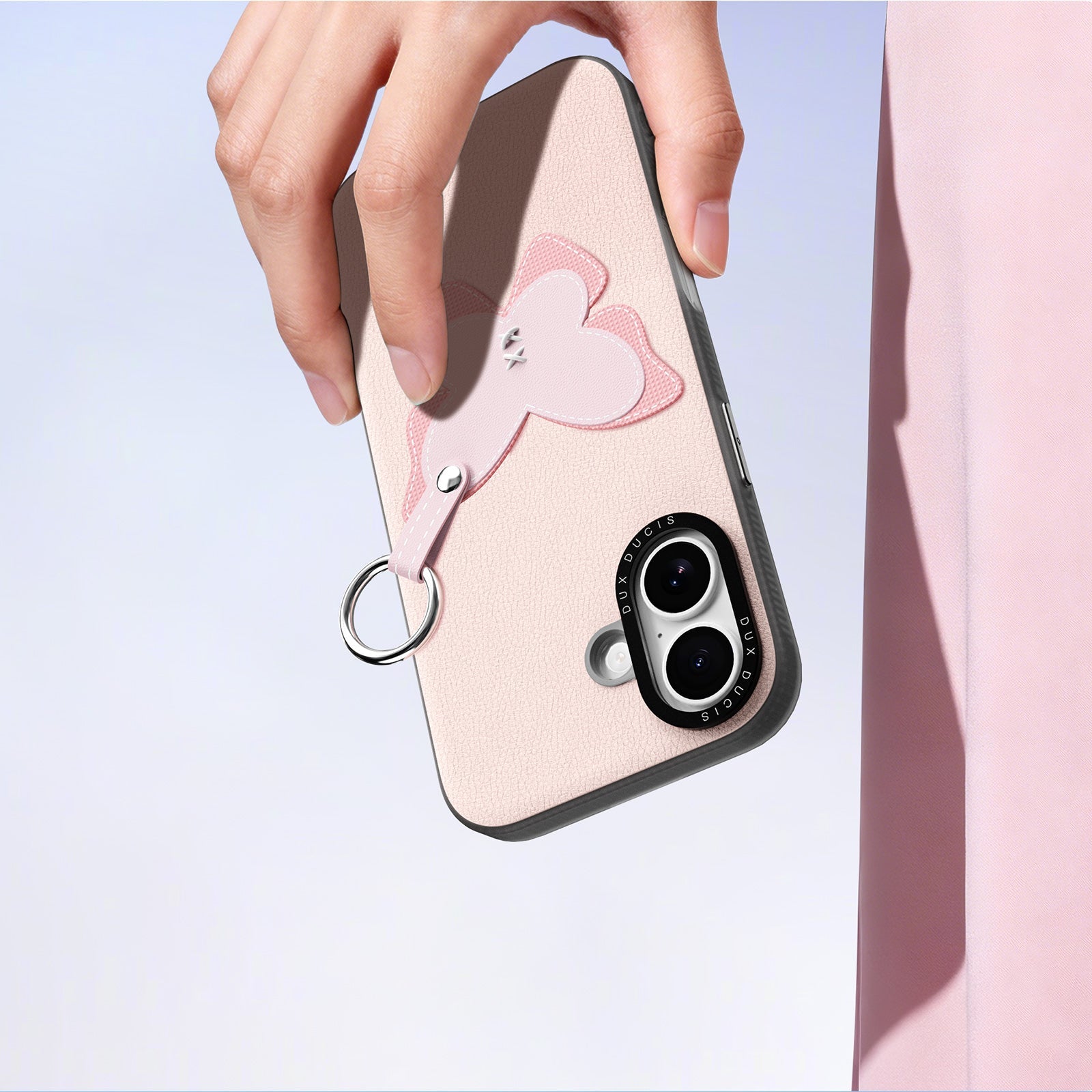 Handyhülle mit Trageband für iPhone 17, Dux Ducis Luvy, Rosa mit Schmetterling