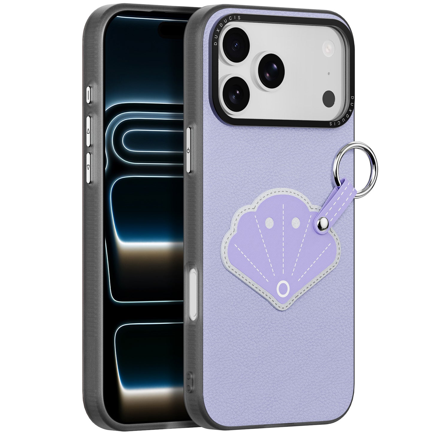 Handyhülle mit Trageband für iPhone 17 Pro, Dux Ducis Luvy, Violett mit Muschel