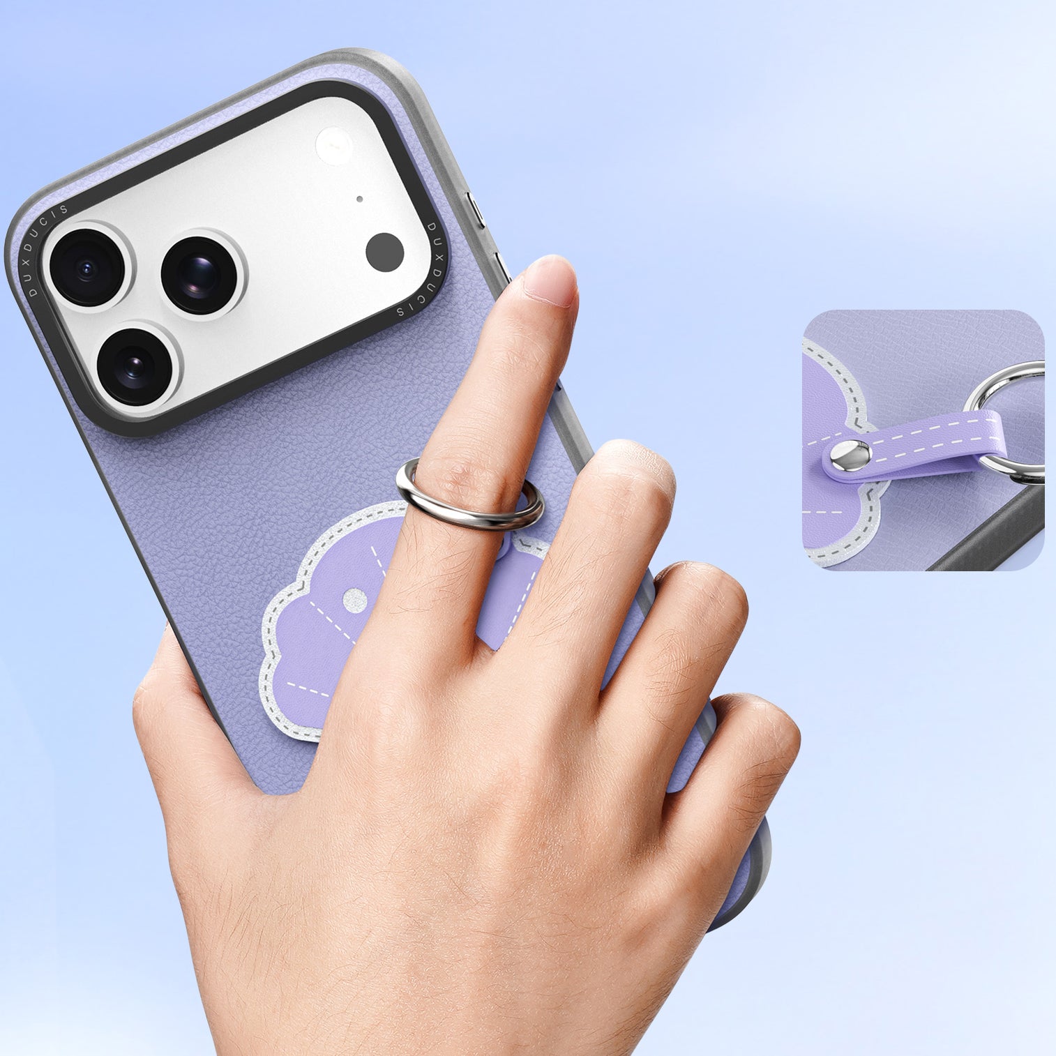 Handyhülle mit Trageband für iPhone 17 Pro, Dux Ducis Luvy, Violett mit Muschel