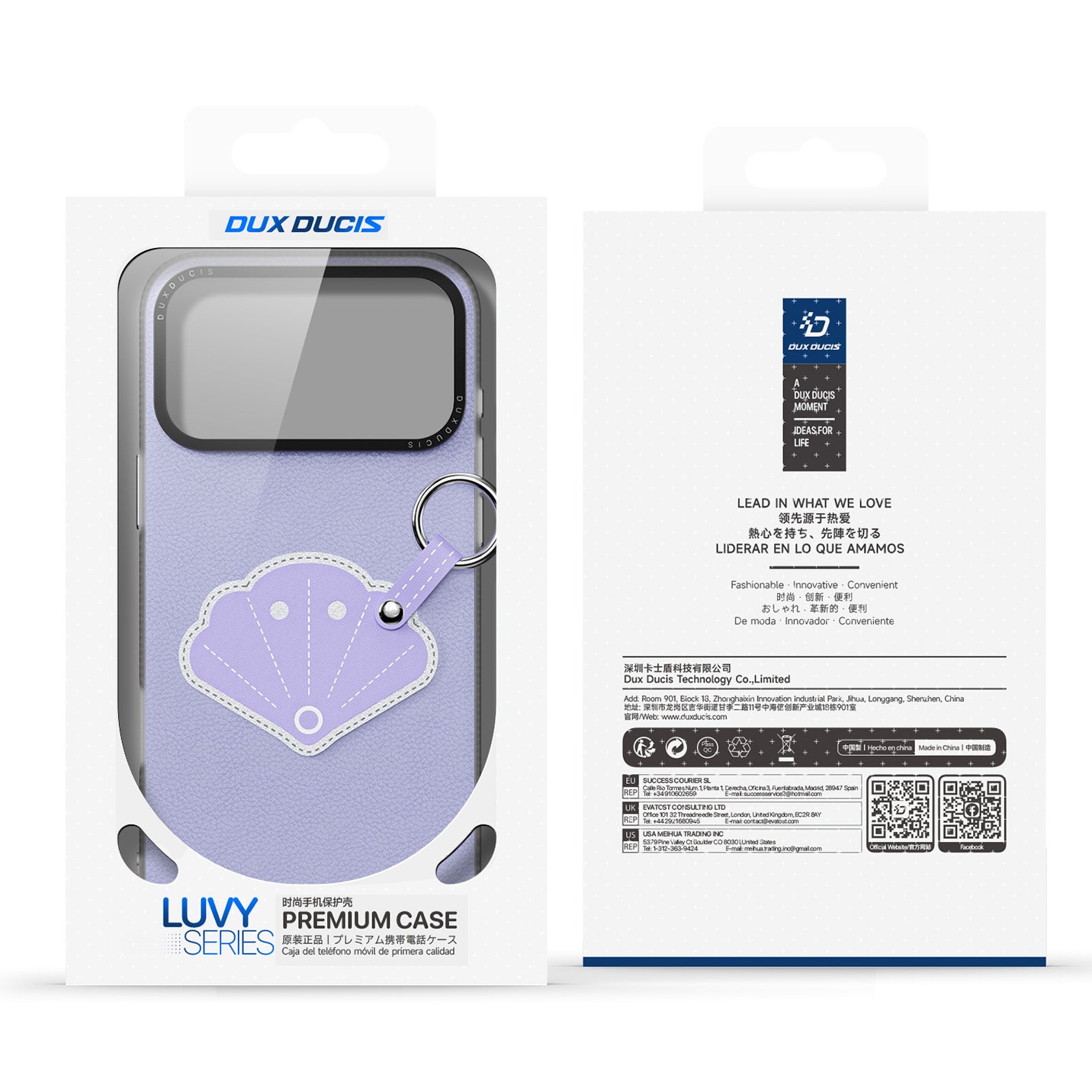 Handyhülle mit Trageband für iPhone 17 Pro, Dux Ducis Luvy, Violett mit Muschel