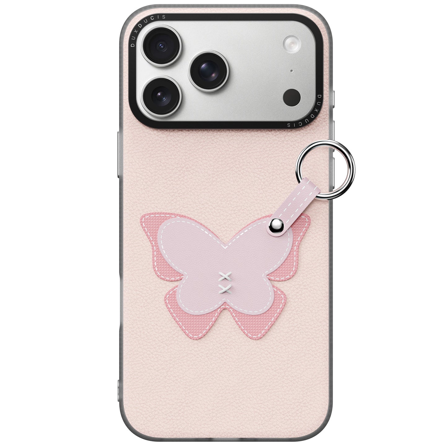 Handyhülle mit Trageband für iPhone 17 Pro Max, Dux Ducis Luvy, Rosa mit Schmetterling