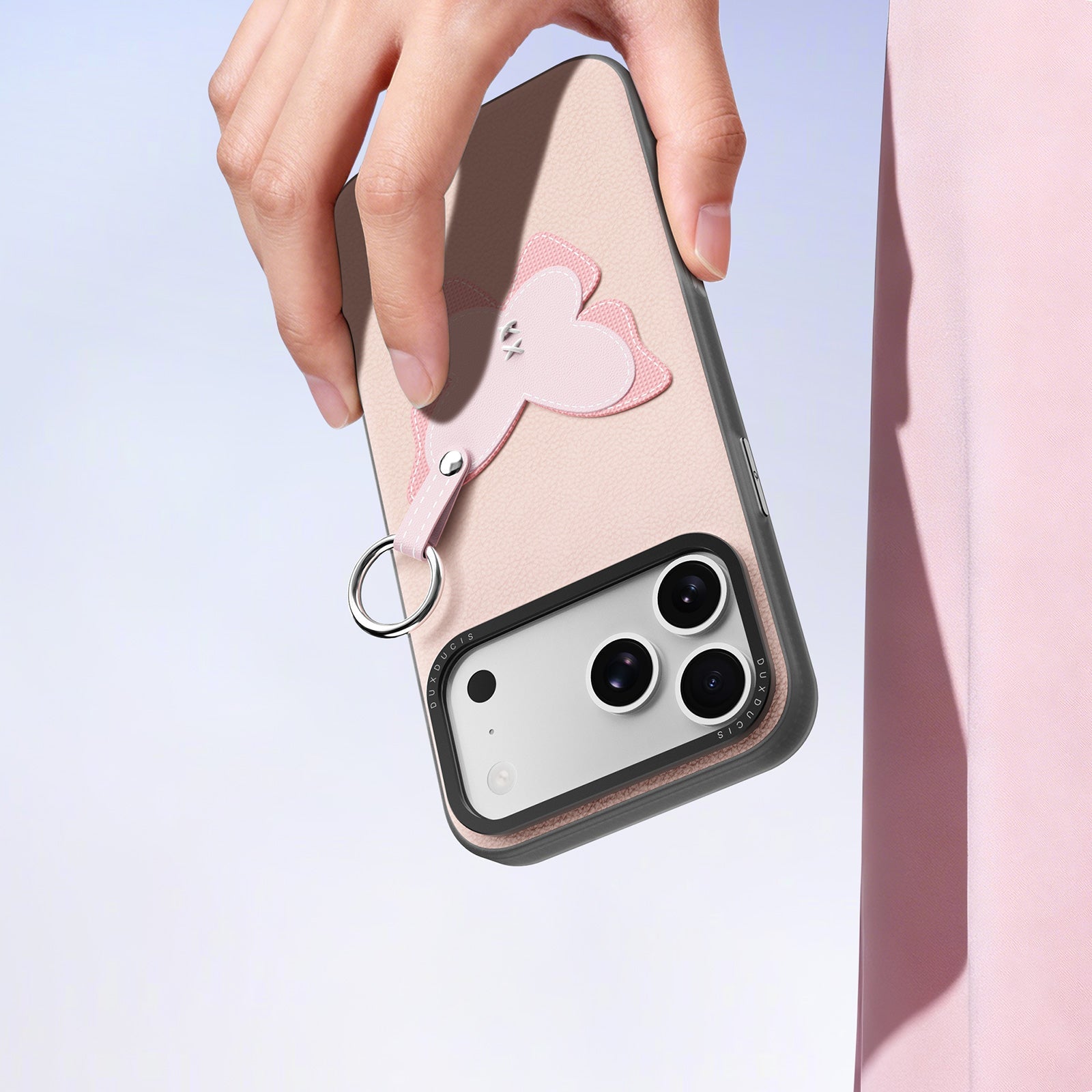 Handyhülle mit Trageband für iPhone 17 Pro Max, Dux Ducis Luvy, Rosa mit Schmetterling