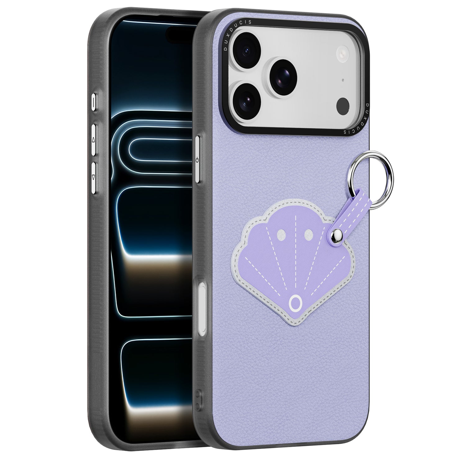 Handyhülle mit Trageband für iPhone 17 Pro Max, Dux Ducis Luvy, Violett mit Muschel