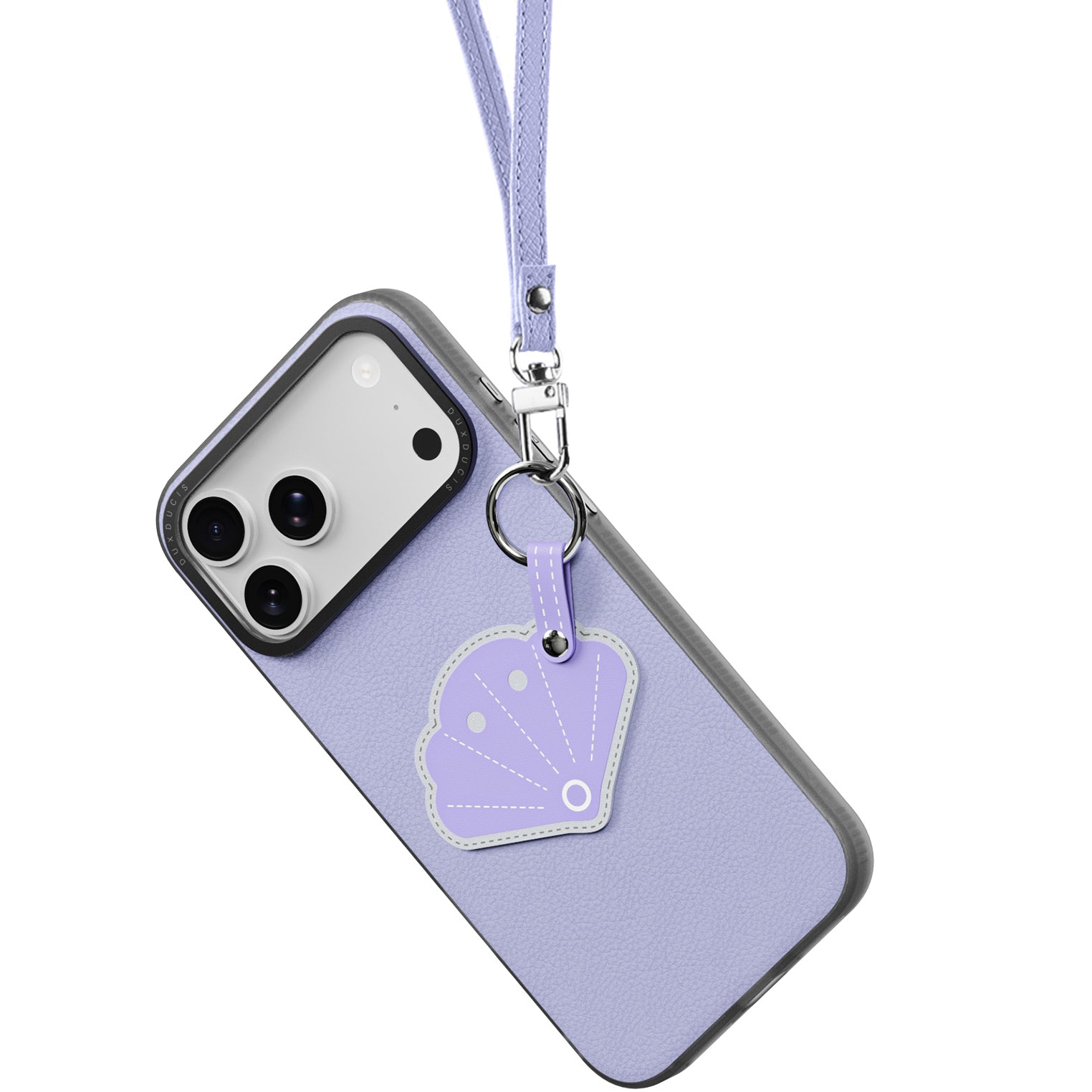 Handyhülle mit Trageband für iPhone 17 Pro Max, Dux Ducis Luvy, Violett mit Muschel