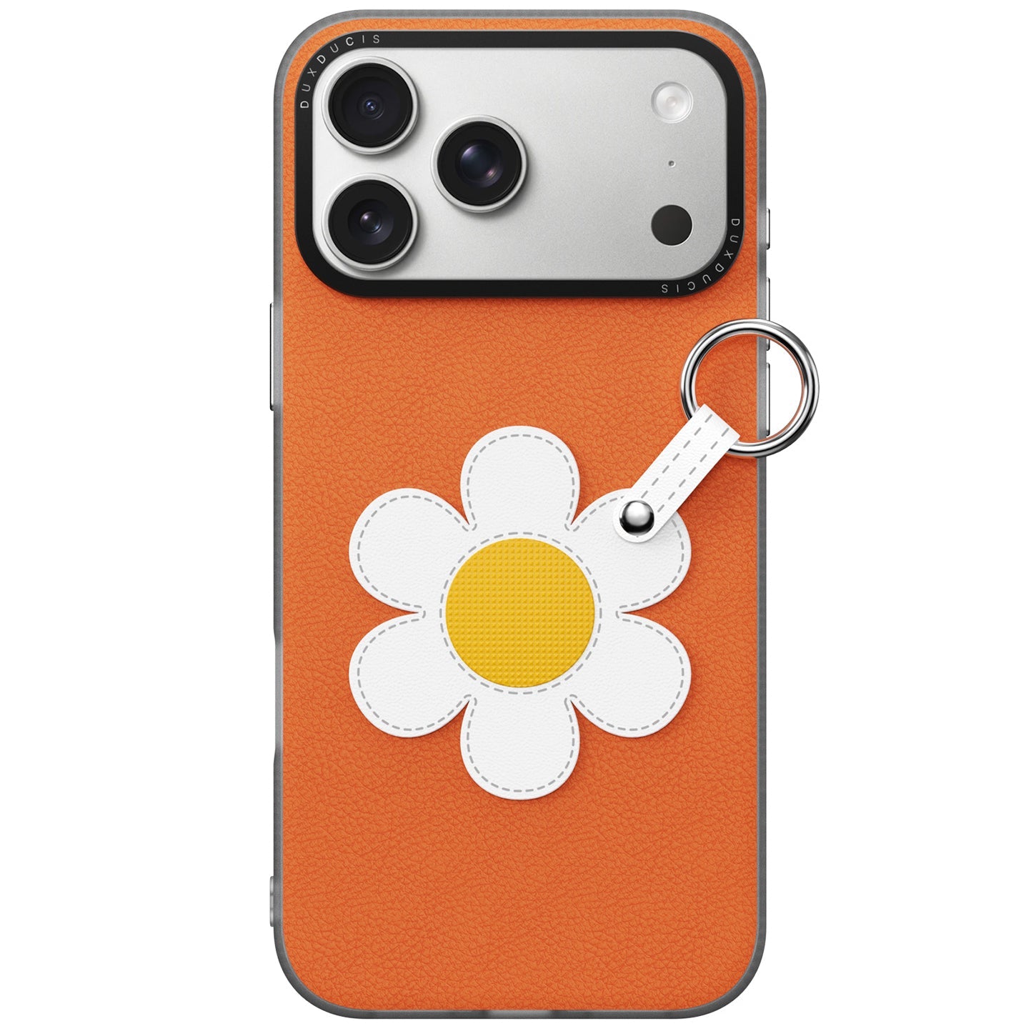 Handyhülle mit Trageband für iPhone 17 Pro Max, Dux Ducis Luvy, Orange mit Gänseblümchen