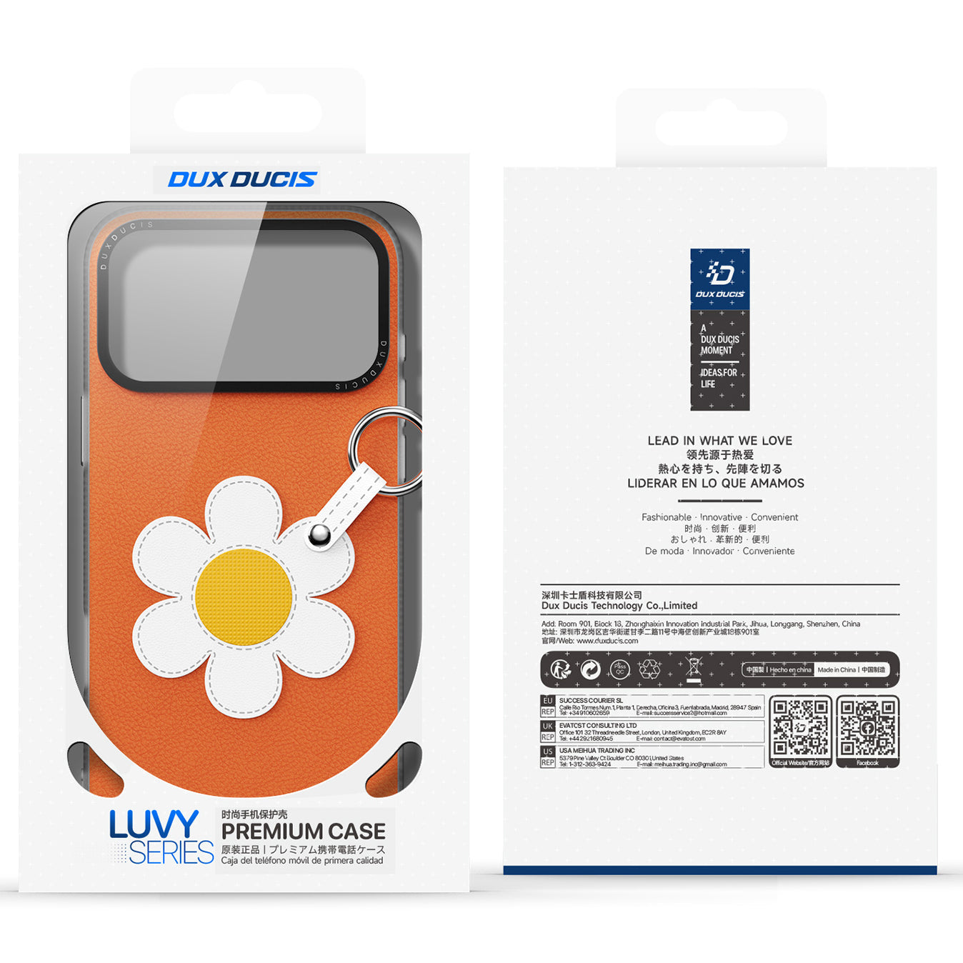 Handyhülle mit Trageband für iPhone 17 Pro Max, Dux Ducis Luvy, Orange mit Gänseblümchen