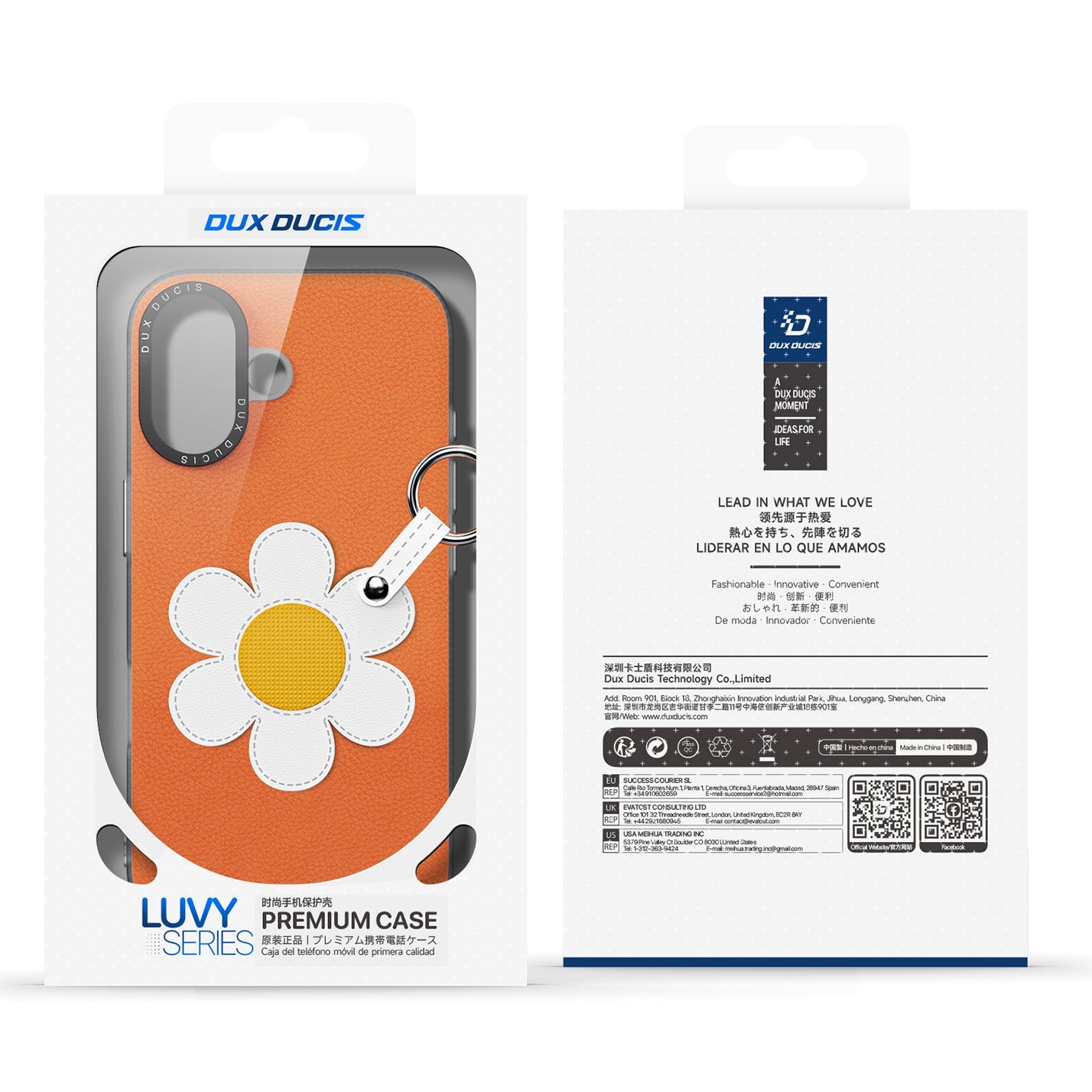 Handyhülle mit Trageband für iPhone 17, Dux Ducis Luvy, Orange mit Gänseblümchen