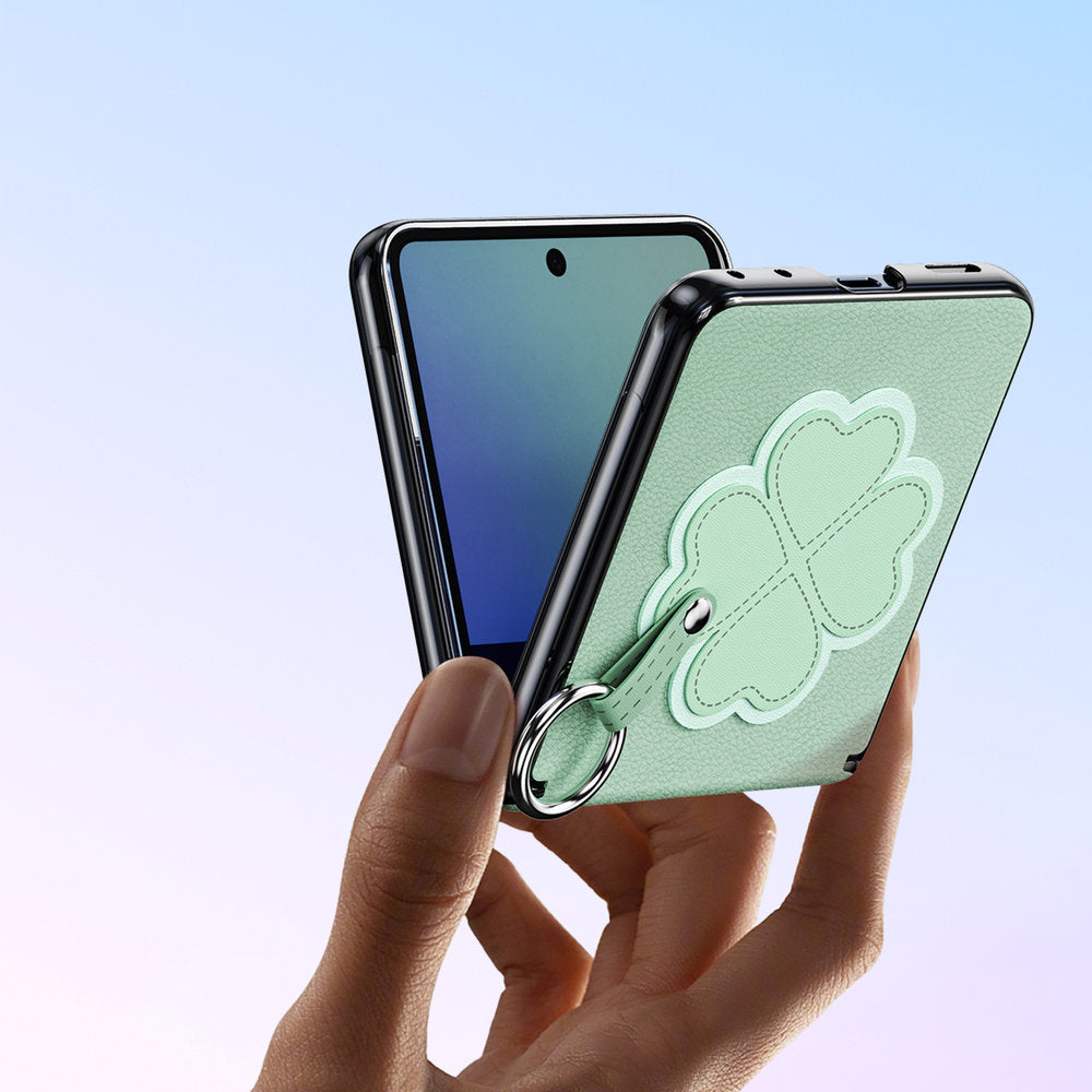 Handyhülle mit Trageband für Galaxy Z Flip8, Dux Ducis Luvy, Grün mit Klee (5/7)