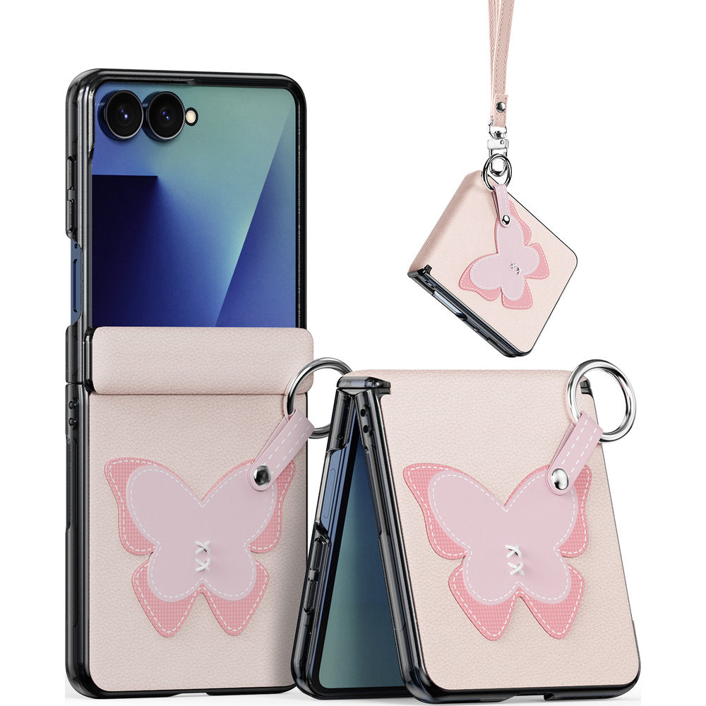 Handyhülle mit Trageband für Galaxy Z Flip8, Dux Ducis Luvy, Rosa mit Schmetterling (2/7)