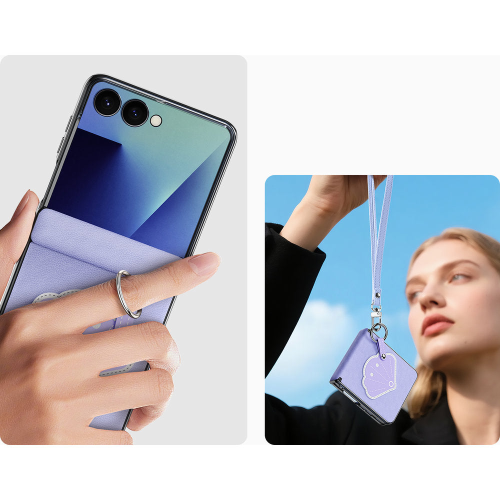 Handyhülle mit Trageband für Galaxy Z Flip8, Dux Ducis Luvy, Violett mit Muschel (3/7)