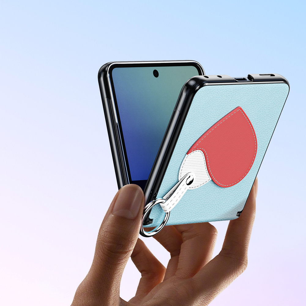 Handyhülle mit Trageband für Galaxy Z Flip8, Dux Ducis Luvy, Blau mit Rosa Herz (5/7)