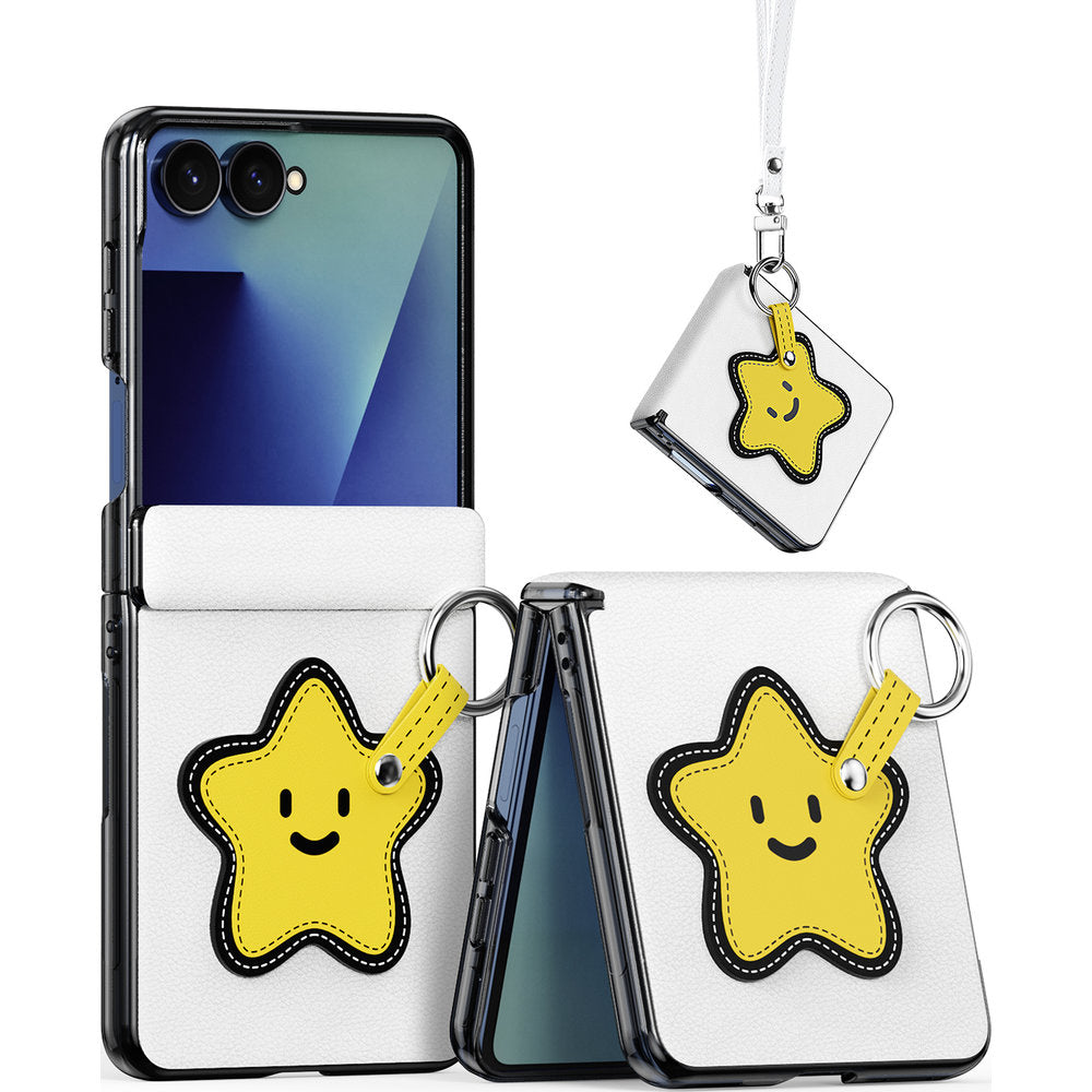Handyhülle mit Trageband für Galaxy Z Flip8, Dux Ducis Luvy, Weiß mit gelbem Stern (2/7)