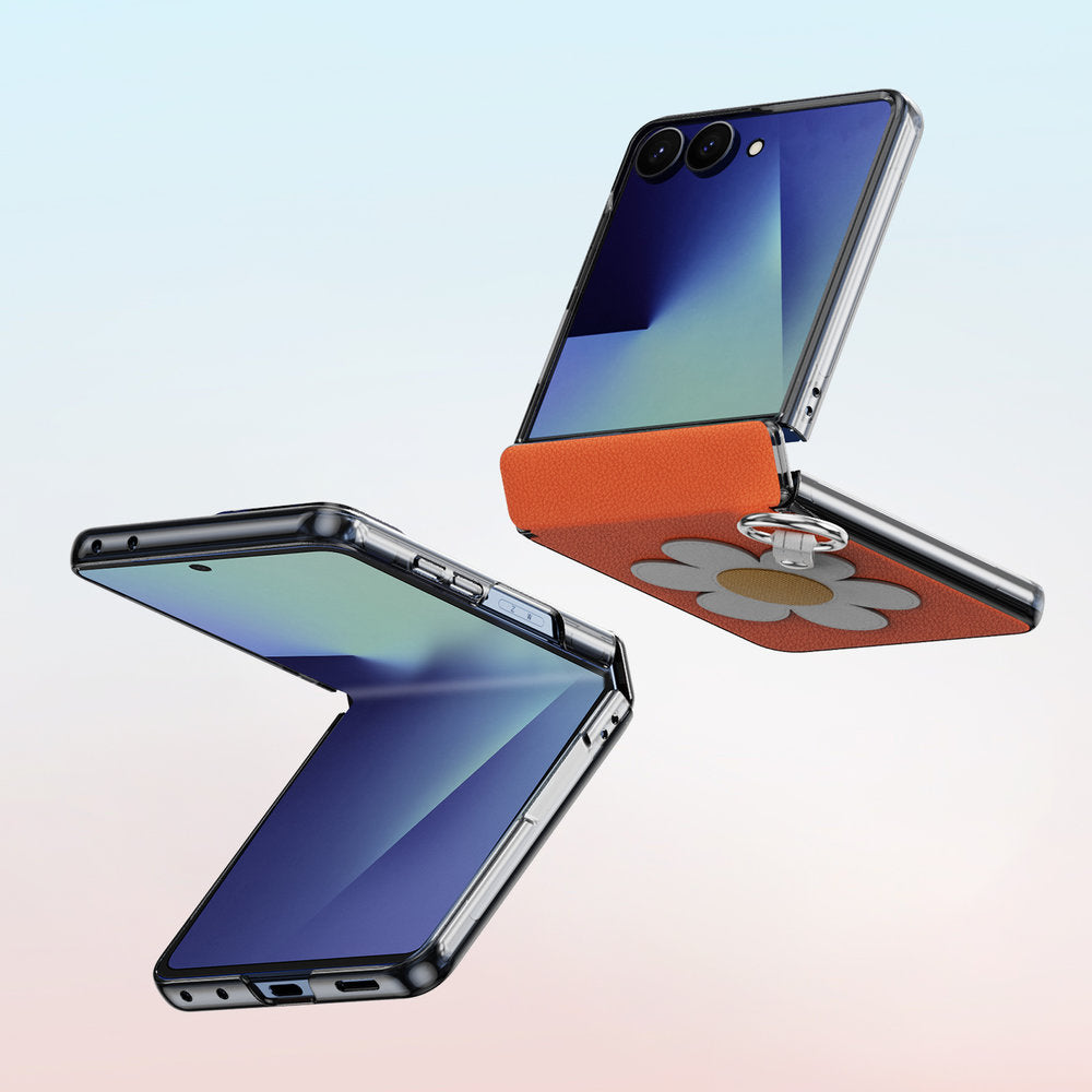 Handyhülle mit Trageband für Galaxy Z Flip8, Dux Ducis Luvy, Orange mit Gänseblümchen (6/7)