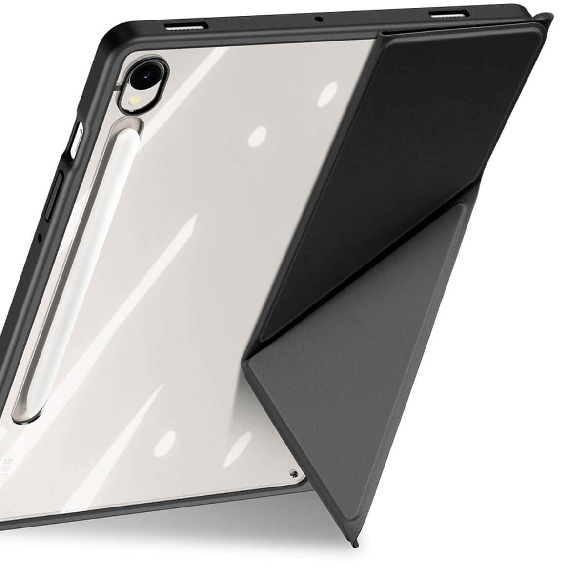 Handyhülle mit Klappe für Galaxy Tab S10 FE / S10 Lite / S9 FE / S9, Dux Ducis Magi, Schwarz und Transparent