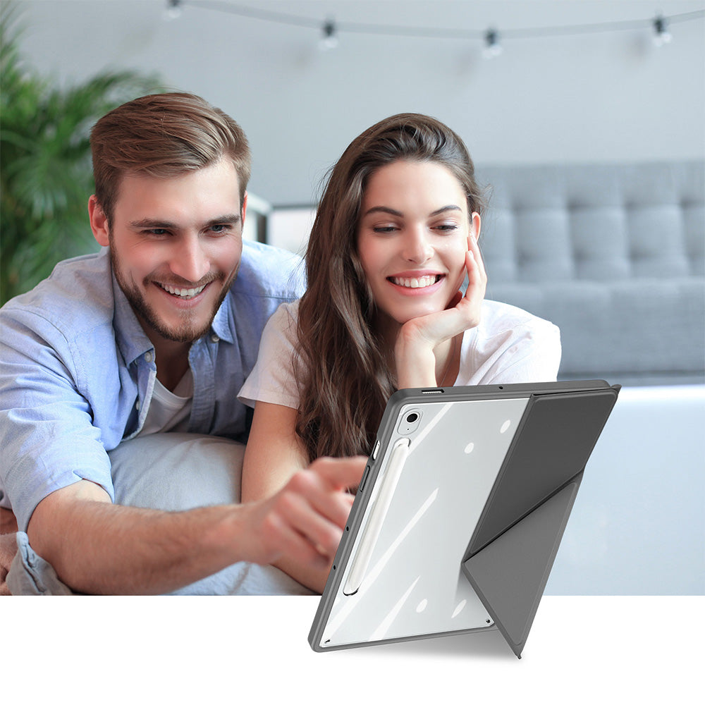 Schutzhülle mit Klappe für Galaxy Tab S10 FE Plus, Dux Ducis Magi, Transparent und Grau