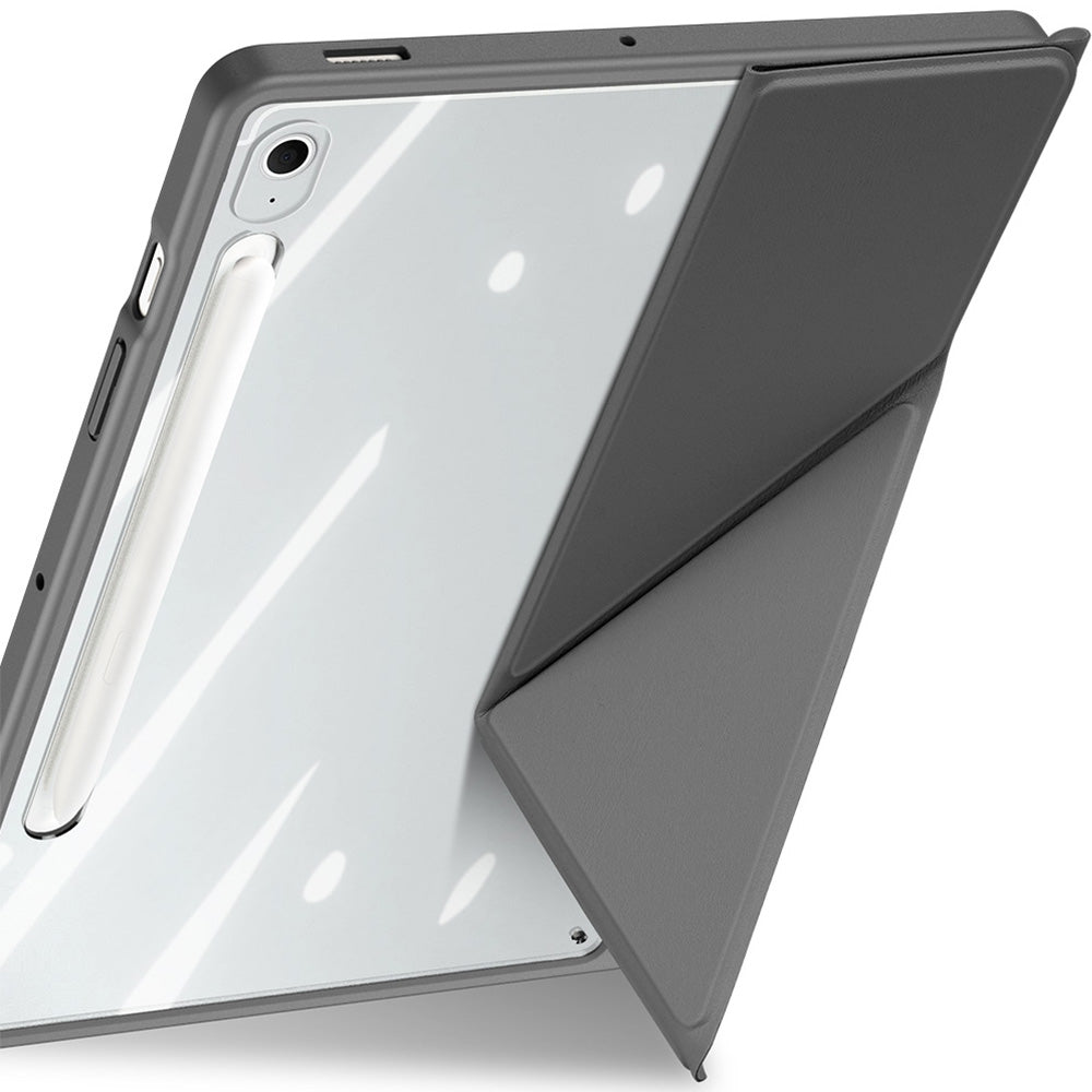 Schutzhülle mit Klappe für Galaxy Tab S10 FE Plus, Dux Ducis Magi, Transparent und Grau