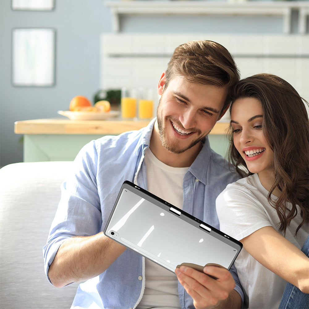 Schutzhülle mit Klappe für Galaxy Tab S10 FE Plus, Dux Ducis Magi, Transparent und Grau