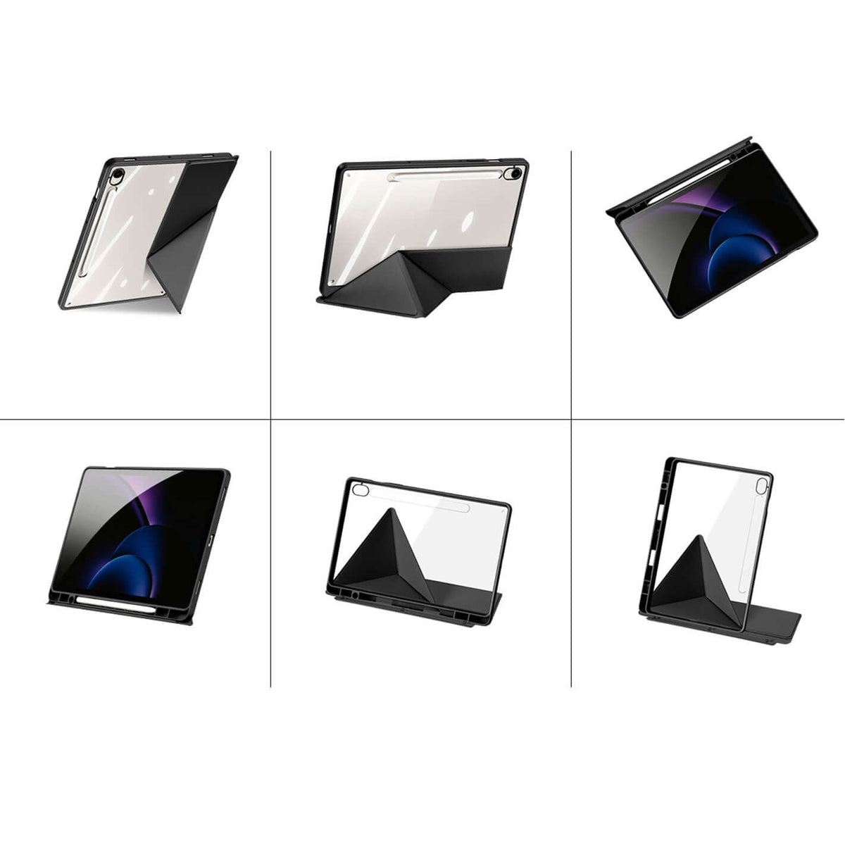Handyhülle mit Klappe für Galaxy Tab S10 FE / S10 Lite / S9 FE / S9, Dux Ducis Magi, Schwarz und Transparent