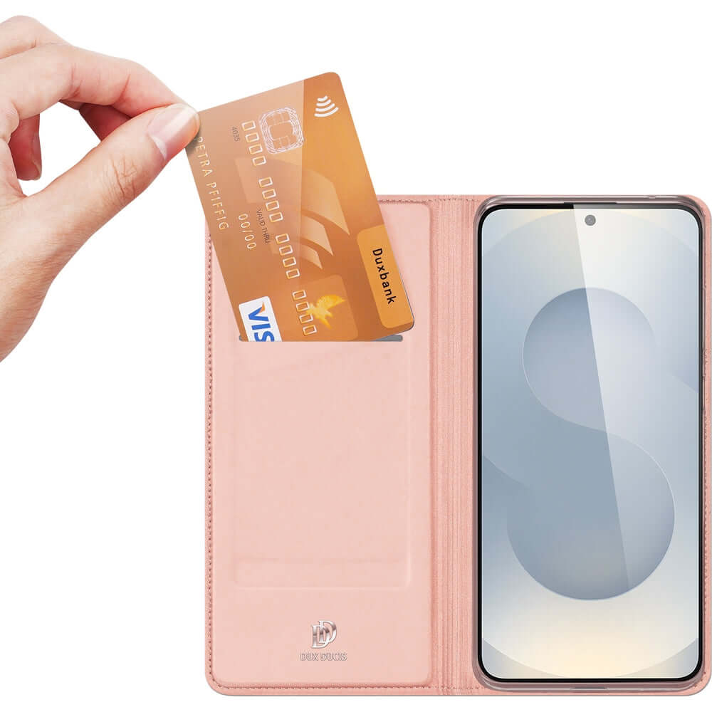 Handyhülle mit Klappe für Galaxy S25 Edge, Dux Ducis Skin Pro, Rosa