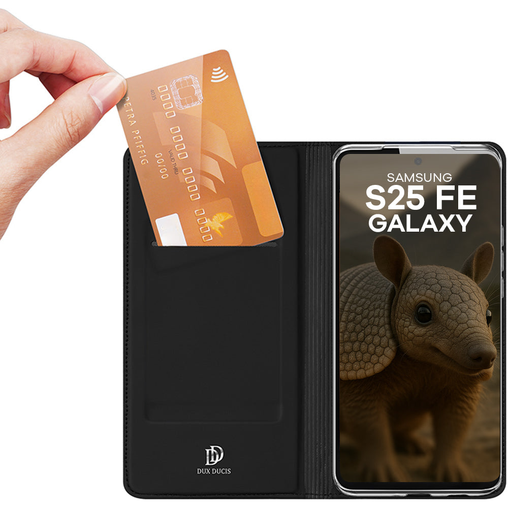 Handyhülle mit Klappe für Galaxy S25 FE, Dux Ducis Skin Pro, Schwarz