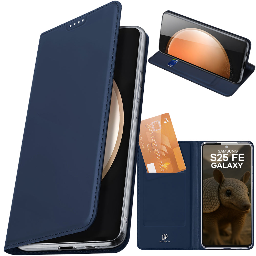 Handyhülle mit Klappe für Galaxy S25 FE, Dux Ducis Skin Pro, Dunkelblau