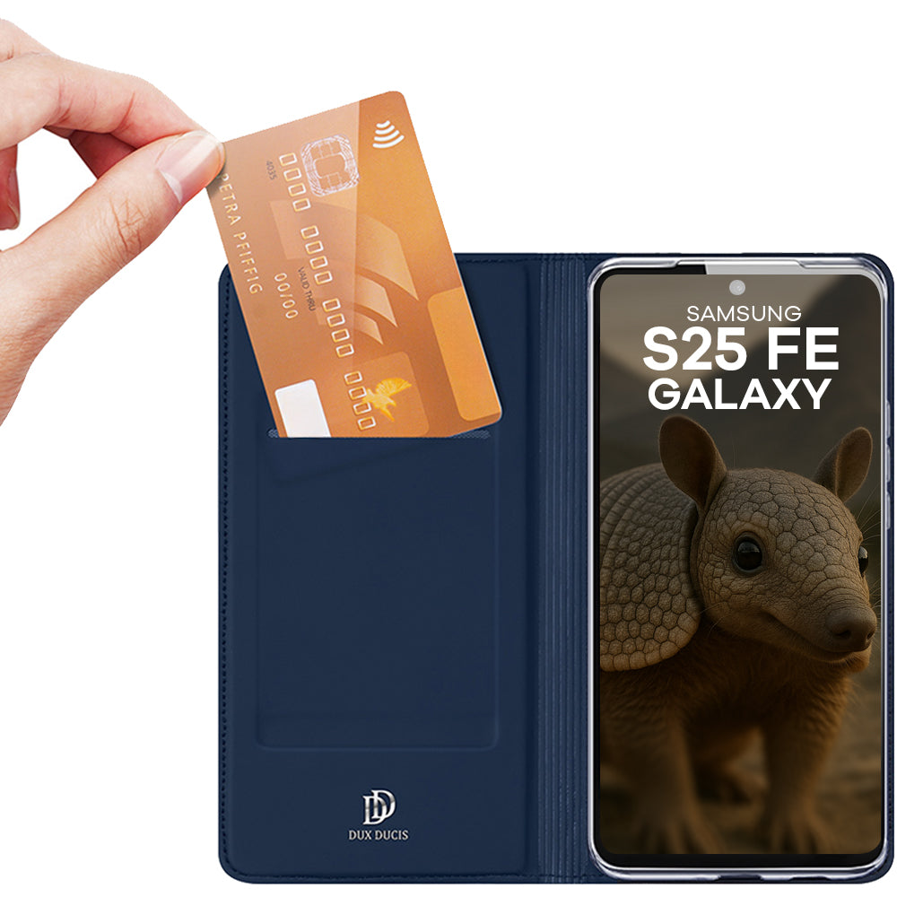 Handyhülle mit Klappe für Galaxy S25 FE, Dux Ducis Skin Pro, Dunkelblau