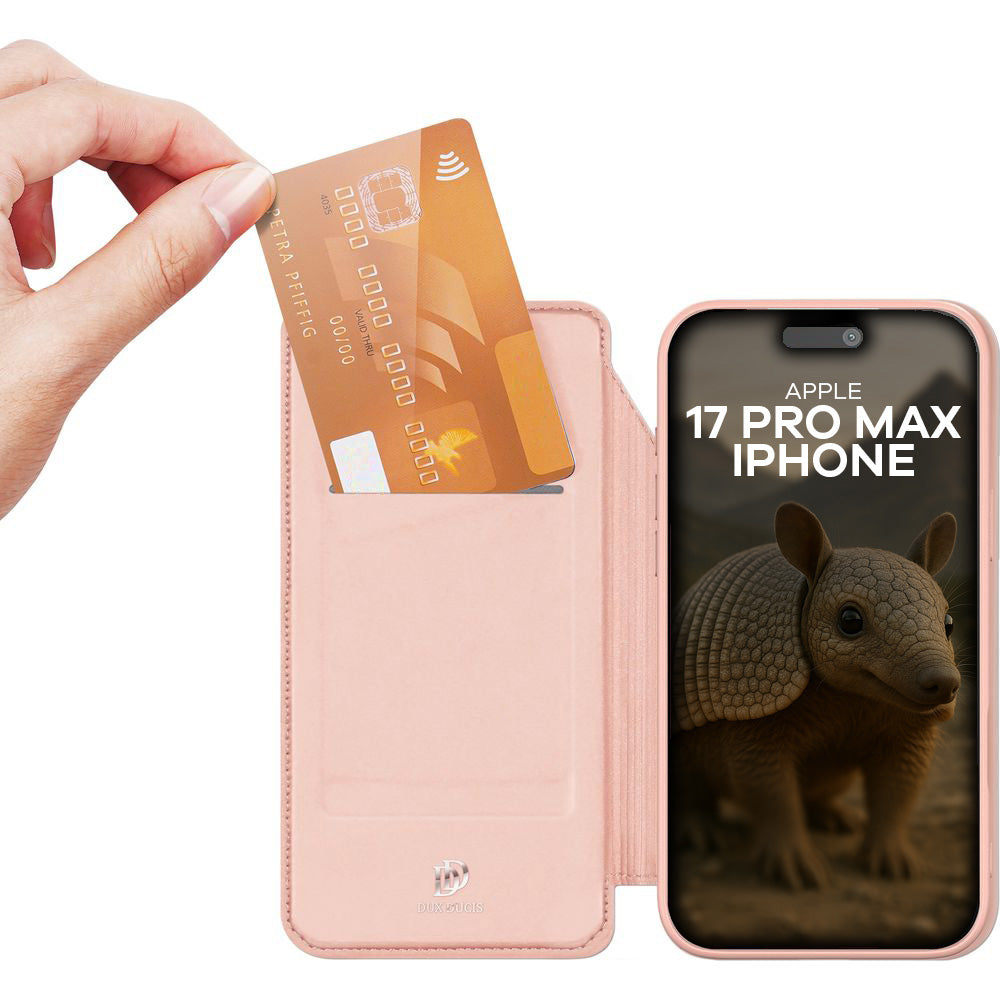 Handyhülle mit Klappe für iPhone 17 Pro Max, Dux Ducis Skin Pro, Rosa