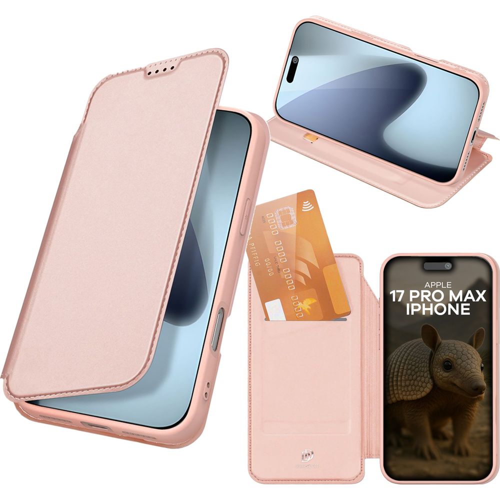 Handyhülle mit Klappe für iPhone 17 Pro Max, Dux Ducis Skin Pro, Rosa