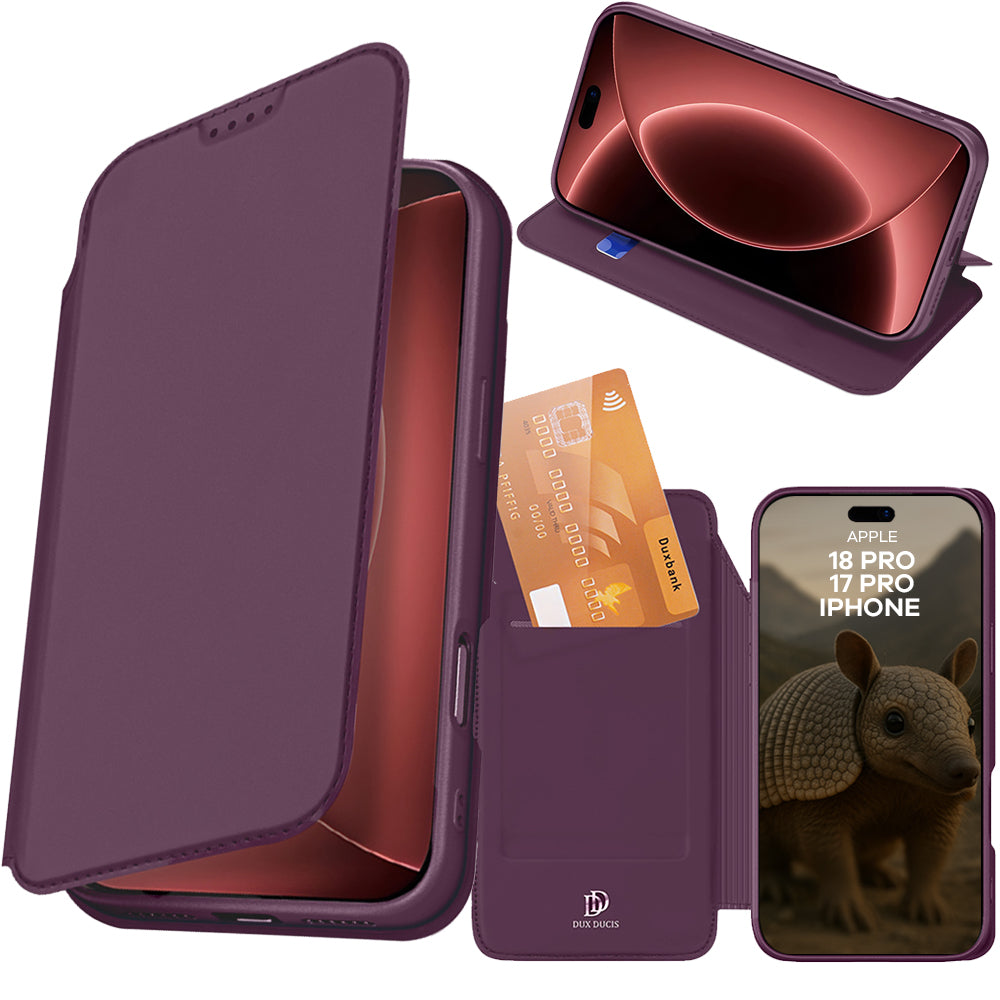 Handyhülle mit Klappe für iPhone 18 Pro / 17 Pro, Dux Ducis Skin Pro, Burgunderrot (1/10)