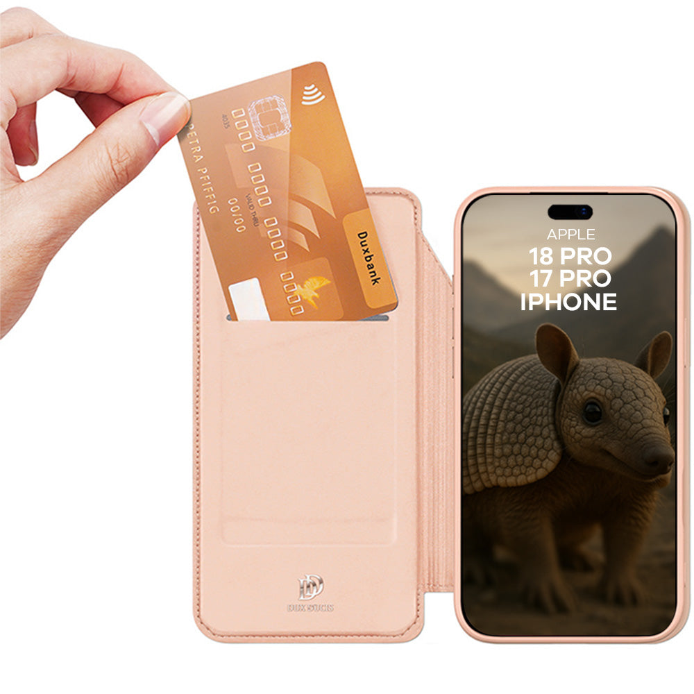 Handyhülle mit Klappe für iPhone 18 Pro / 17 Pro, Dux Ducis Skin Pro, Rosagold (2/11)